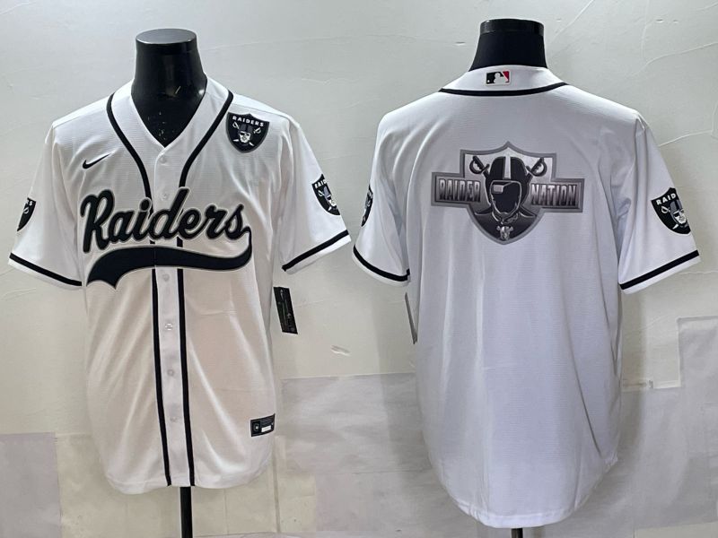 Men 2025 Nike Oakland Raiders Blank White Joint Name  Limited NFL Jersey style 052->oakland raiders->NFL Jersey